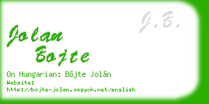 jolan bojte business card